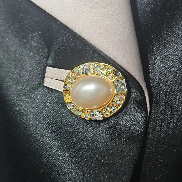 Frascara Vintage Sophisticated Black and Cream Tuxedo Blazer Size 10 - Picture 4 of 8